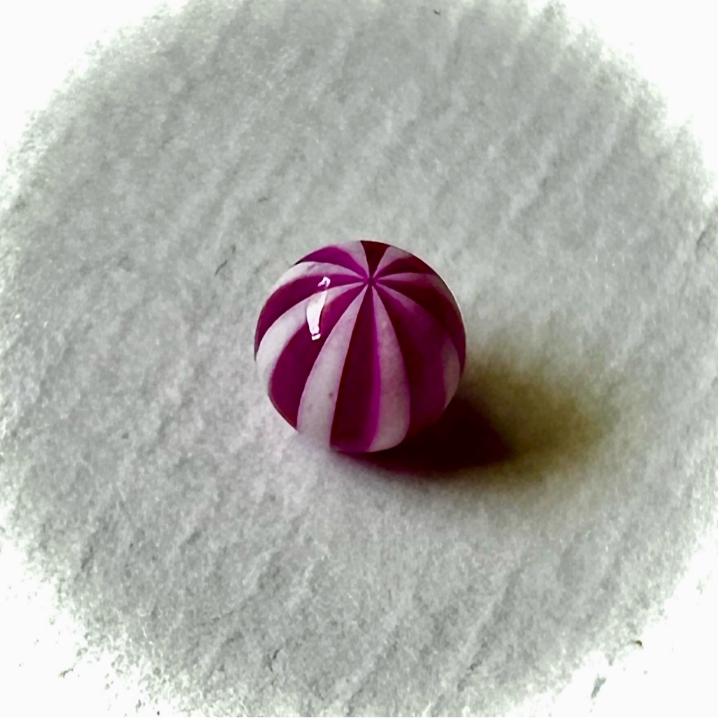 Purple And White Striped Acrylic Tongue Barbell Ring  14g 16mm Bar Length